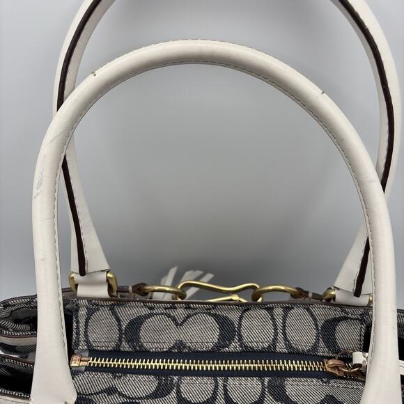 COACH Handbag Signature Denim Leather Tassel Gold Hardware Canvas 